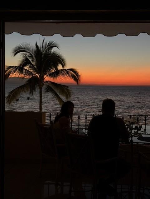 View of sunset from inside living room