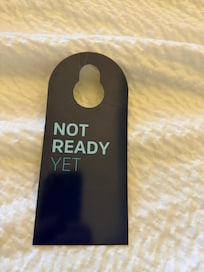Este anuncio âNOT READY YETâ a que se refiere ???
debe ser mĂĄs especĂfico â dont disturbâ o make the room