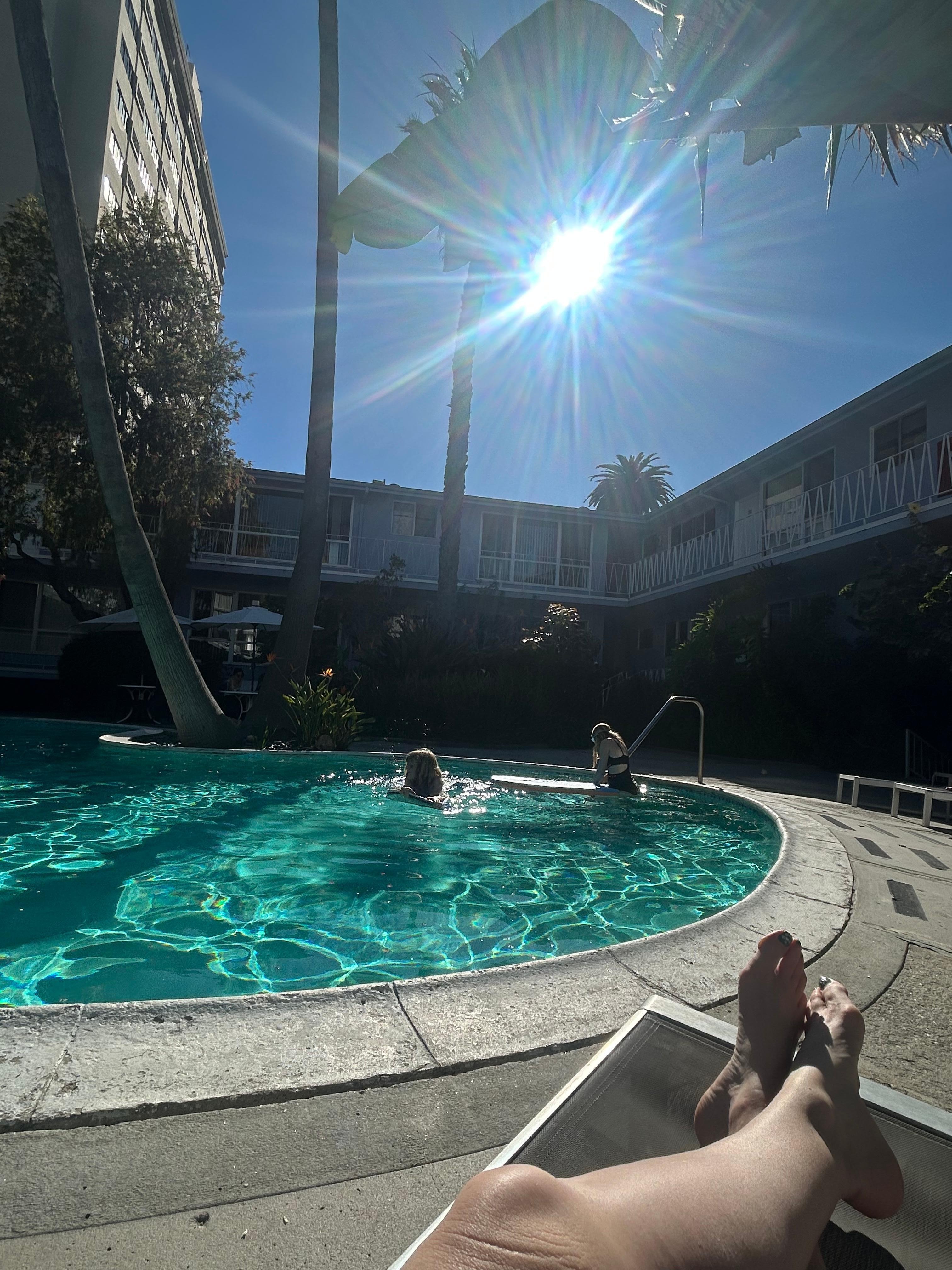 Late afternoon sun at the pool