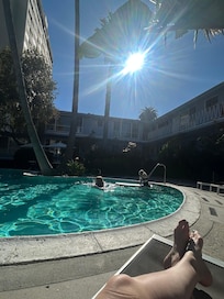 Late afternoon sun at the pool