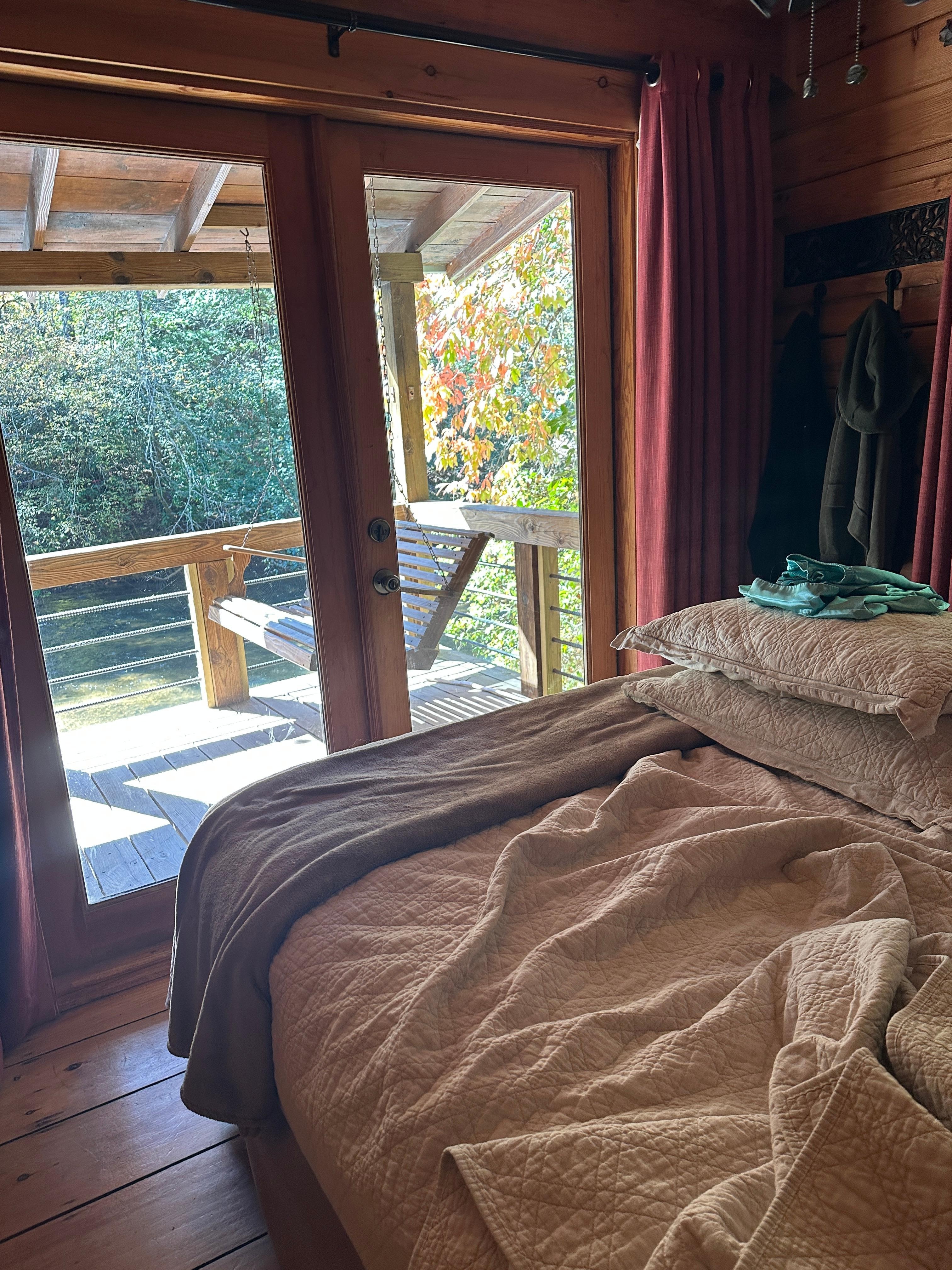 You can see the creek from one bedroom and the hillside from the other 