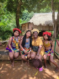 Enjoying the company of the village folks