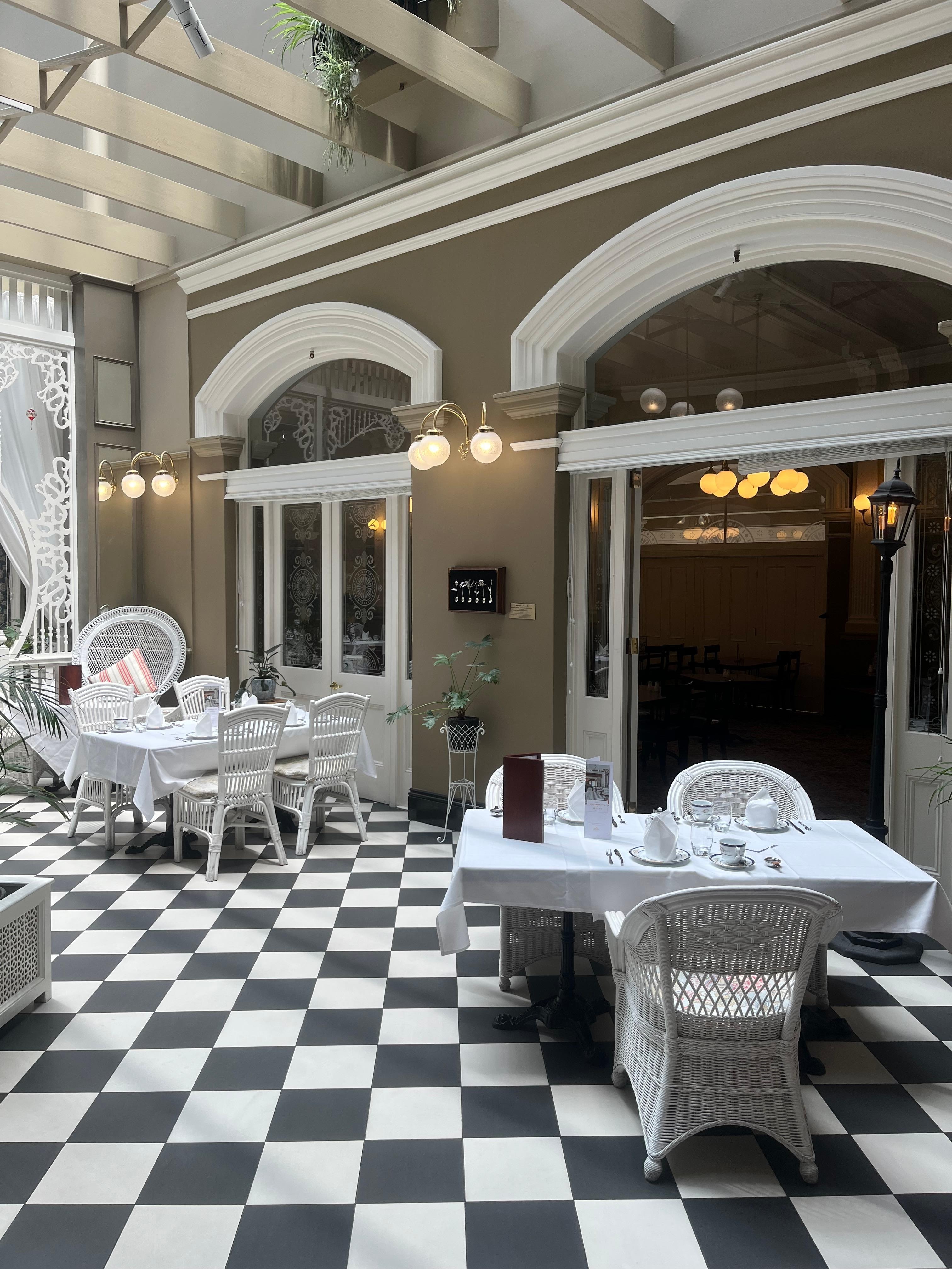 Dining area drenched in natural light