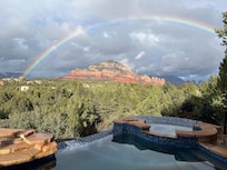 This rainbow greeted us upon arrival- really!!