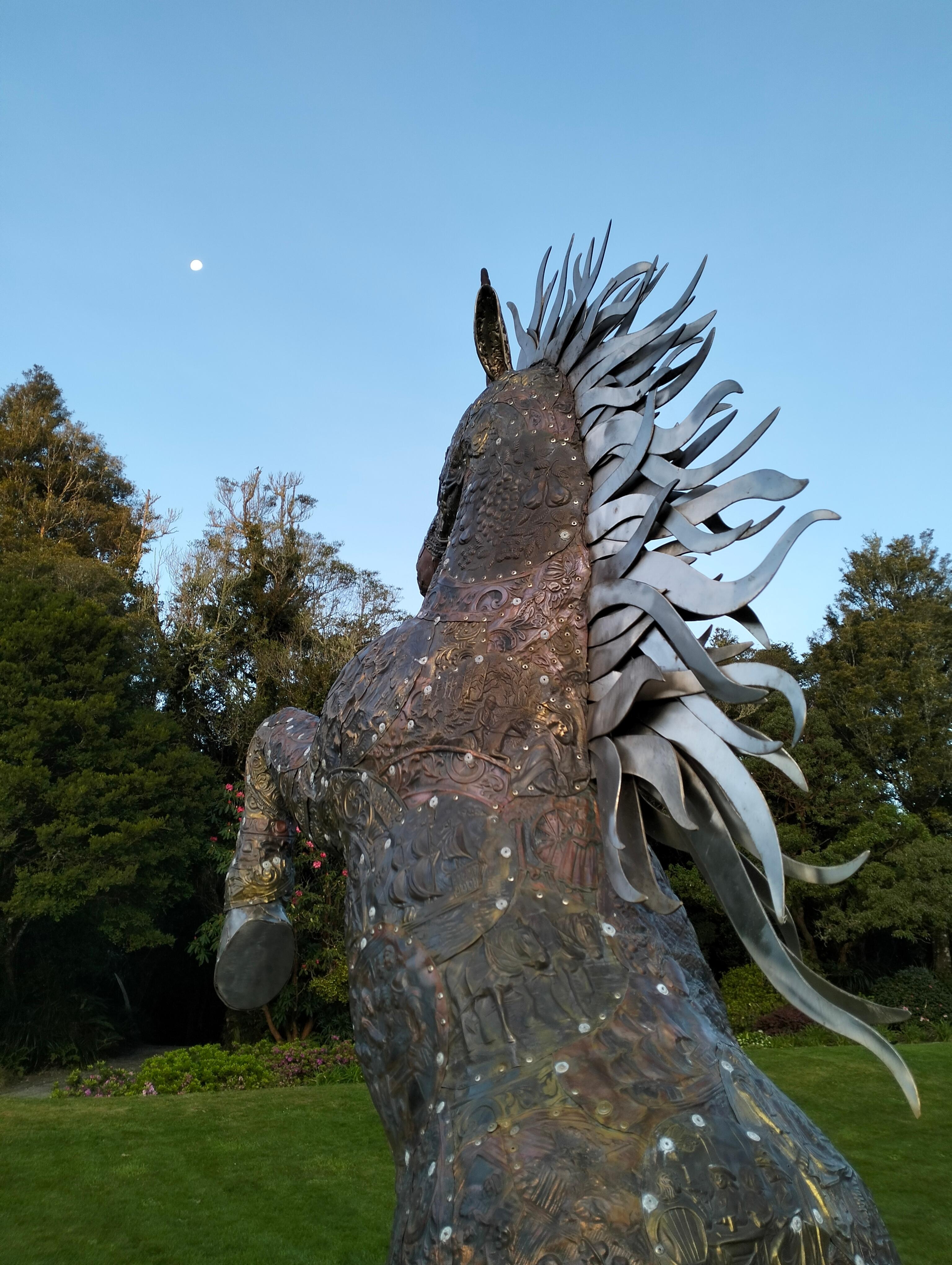 Sculpture on the lawn in front of the Lodge
