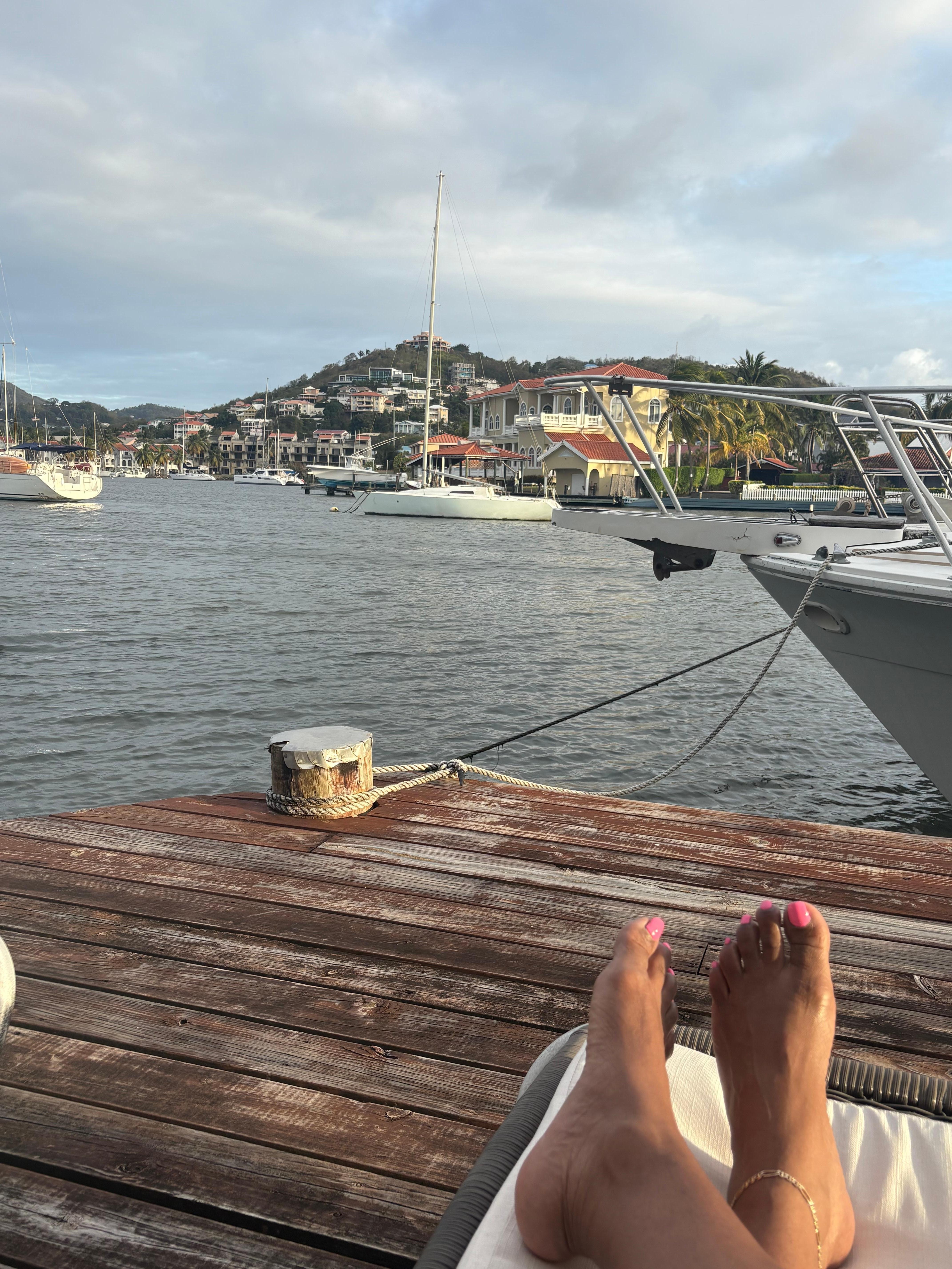 The deck overlooking the marina