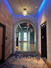 Elevator bank on the main floor