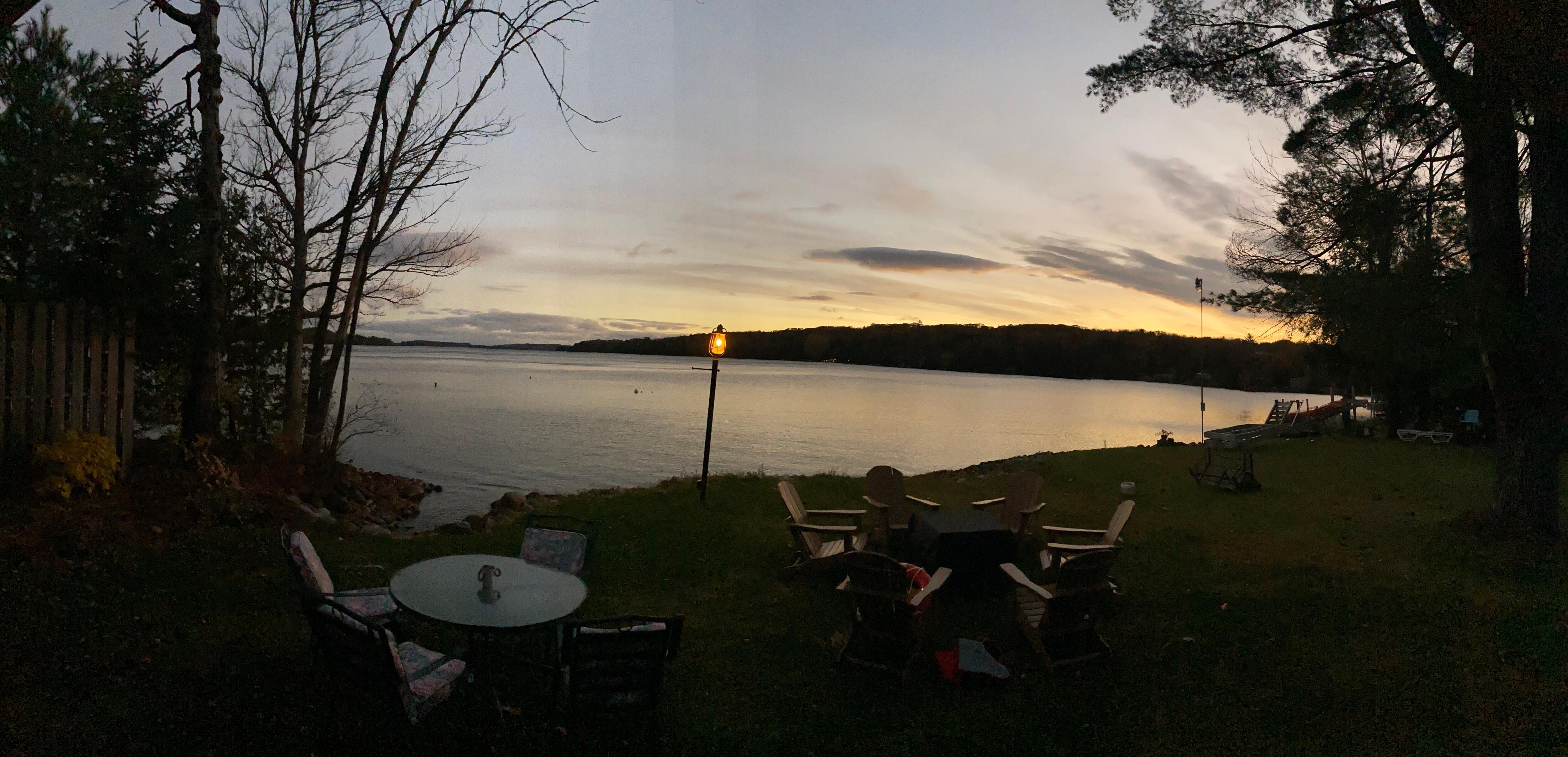 Early morning panoramic view from the outdoor living room area!