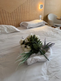 A nice touch on the bed at arrival.