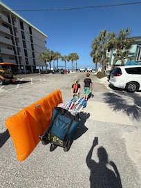 A cart to pull the short distance to the beach