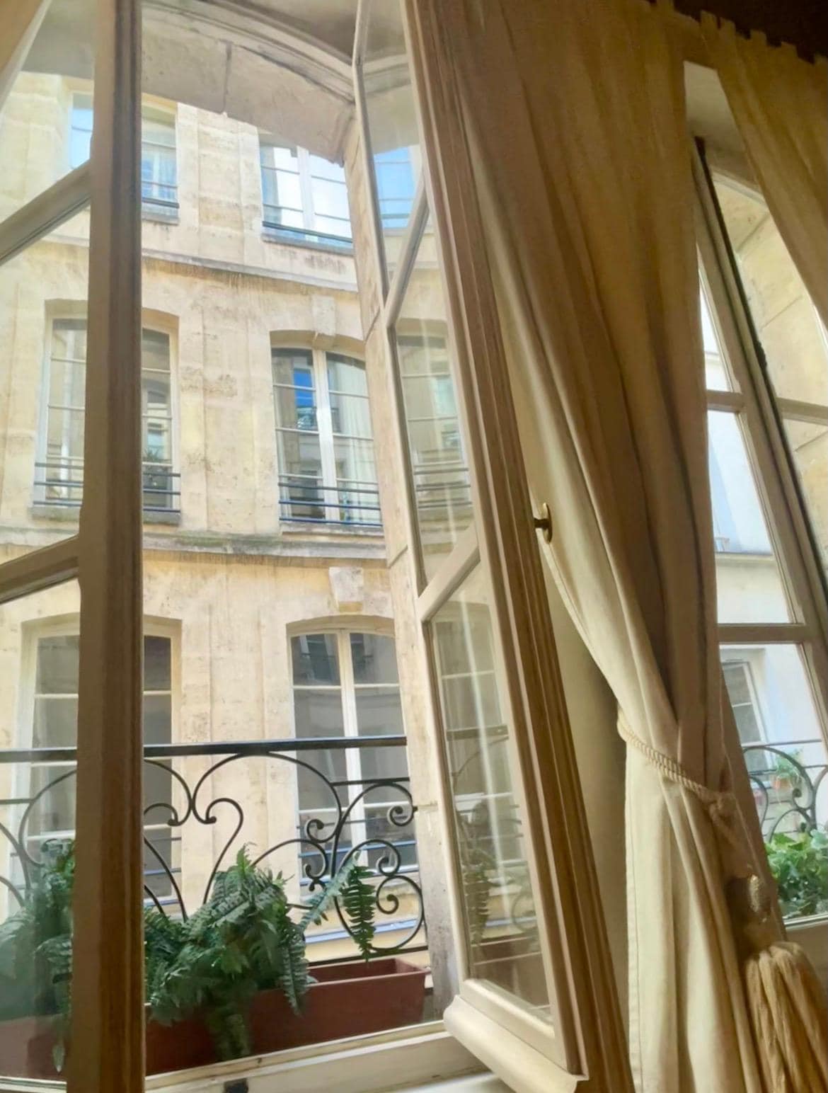 View from the living room, French doors