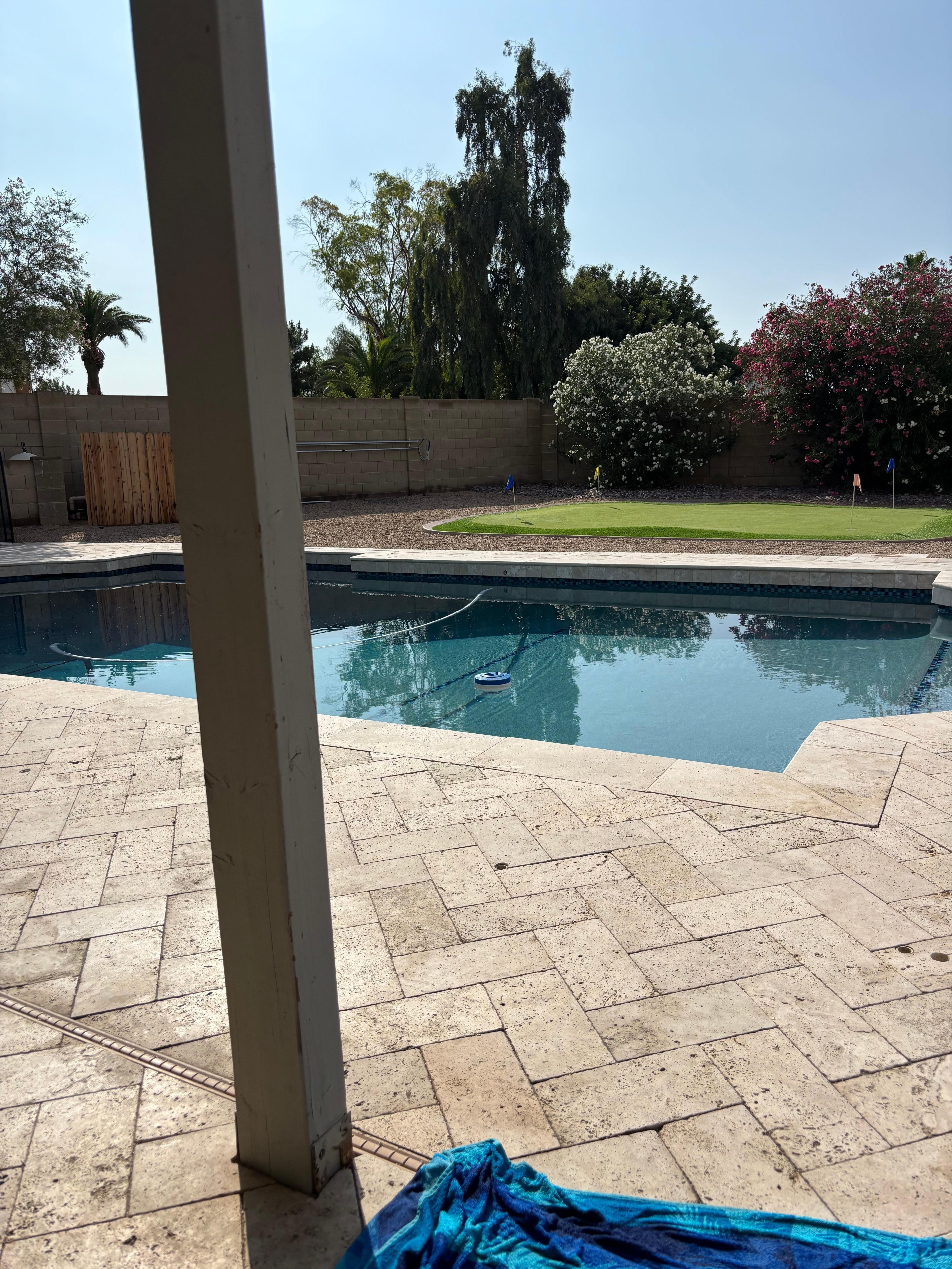 View of pool from patio. We spent a lot of time here  