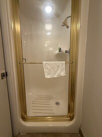 Door was crooked and water leaked everywhere every time we showered.