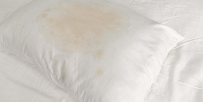 Stained pillow case