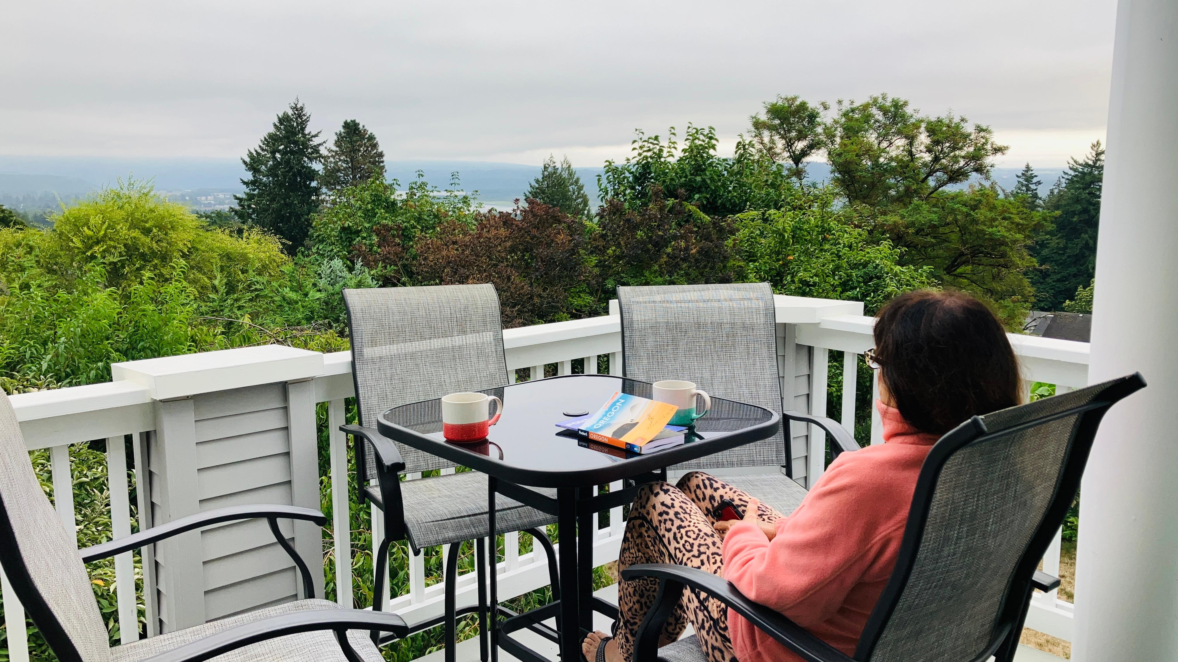 Enjoying the view from the deck
