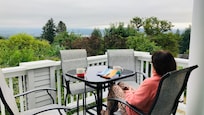 Enjoying the view from the deck
