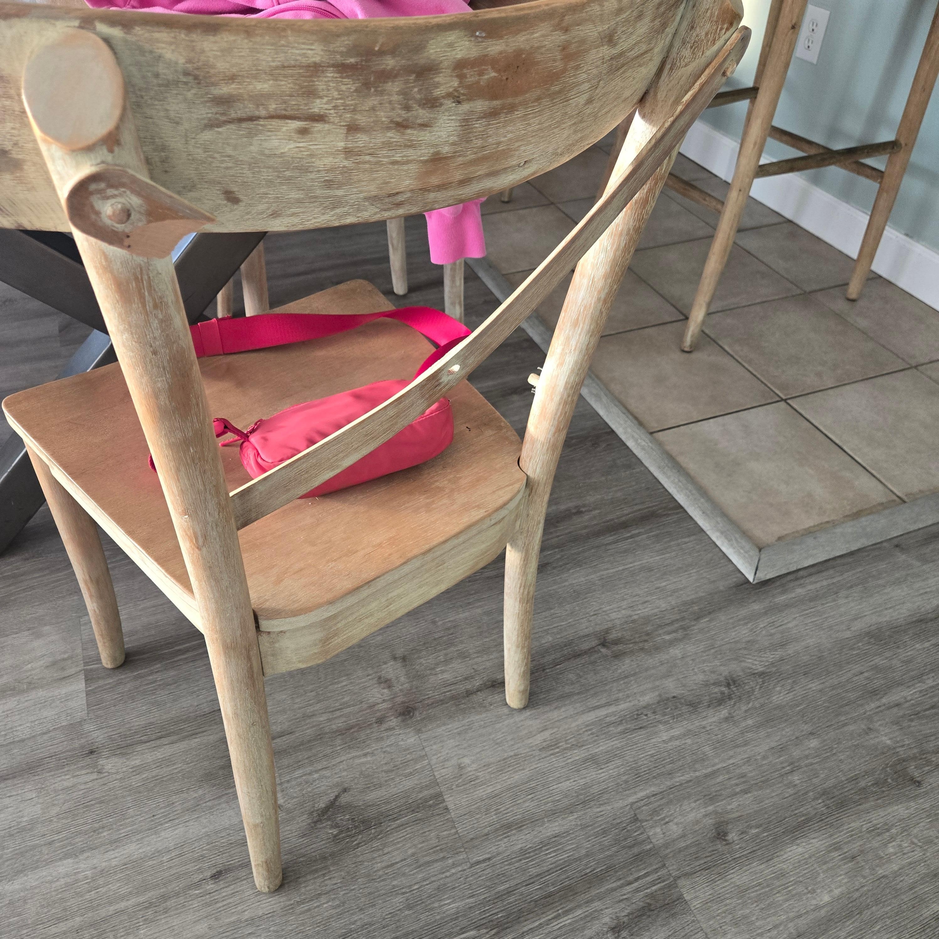 Broken chair that our clothes got caught on