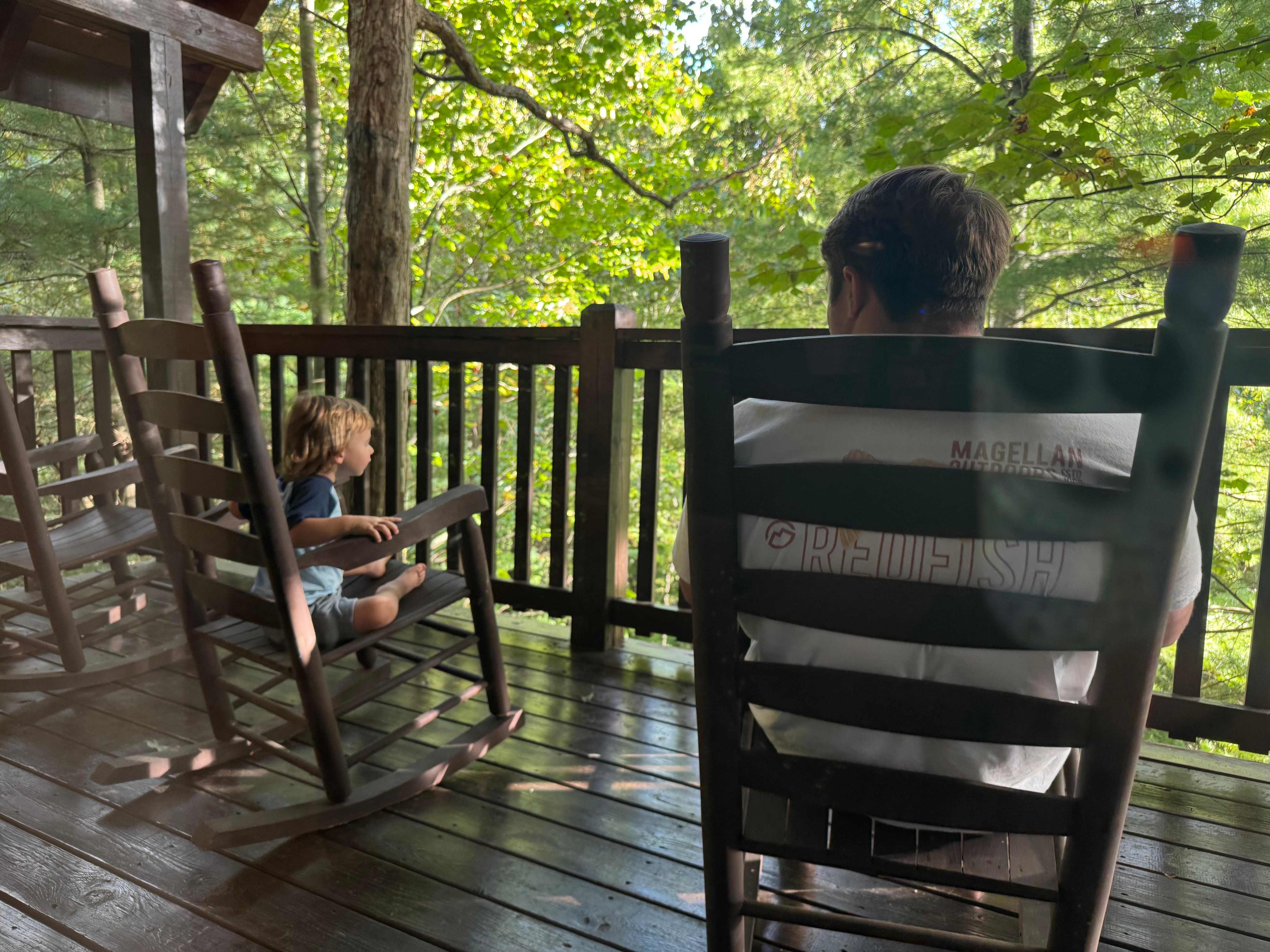 Relaxing on the back porch. 