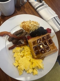 The breakfast buffet was delicious