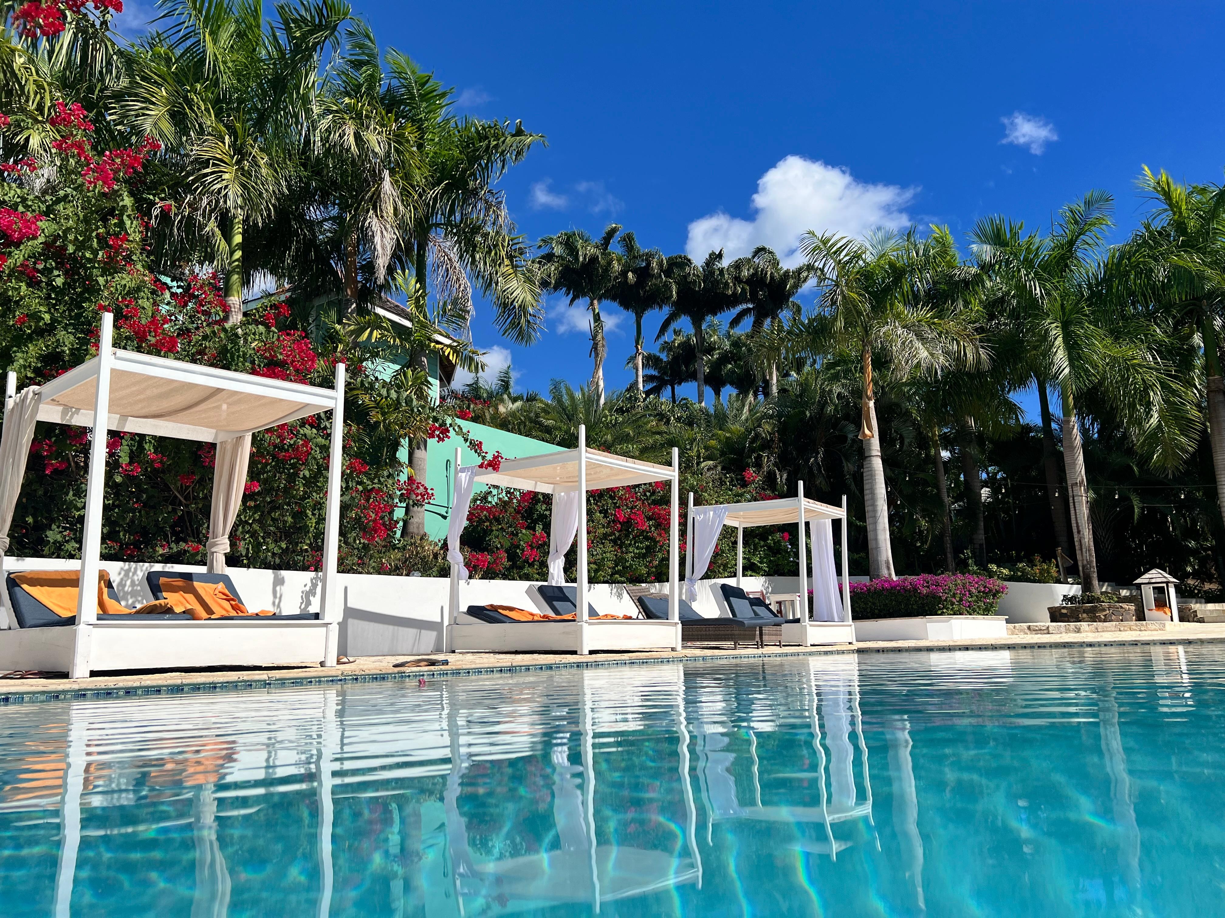 Pool and loungers at the sunset pool