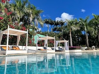 Pool and loungers at the sunset pool