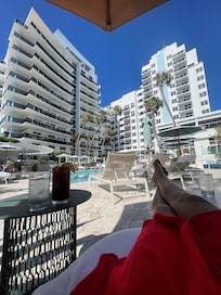 Enjoying the pool amenities with a view