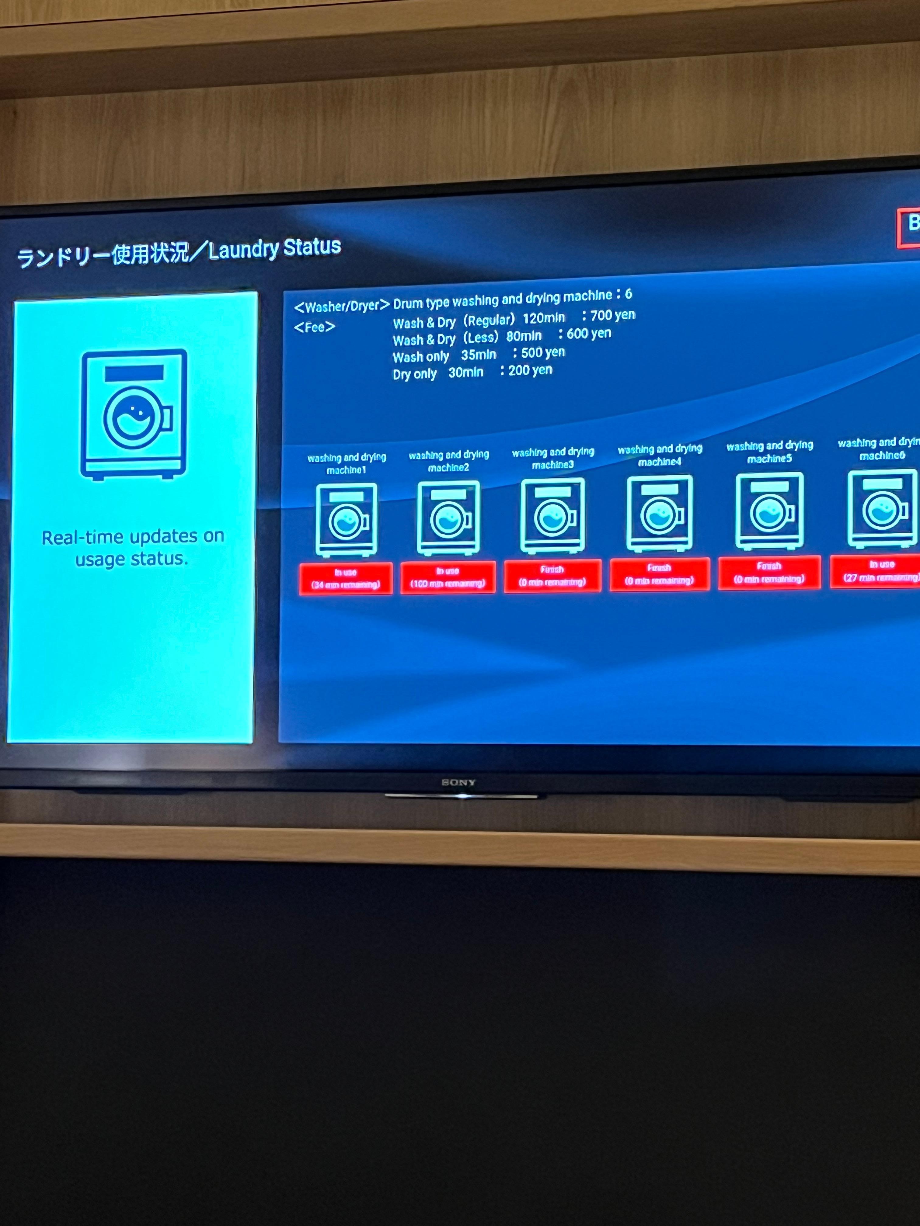 Laundry availability and run time 