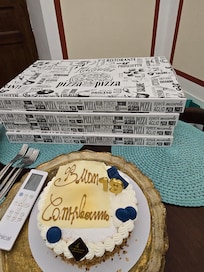 Ciro helped me surprise my 19 year old son with cake and pizza.