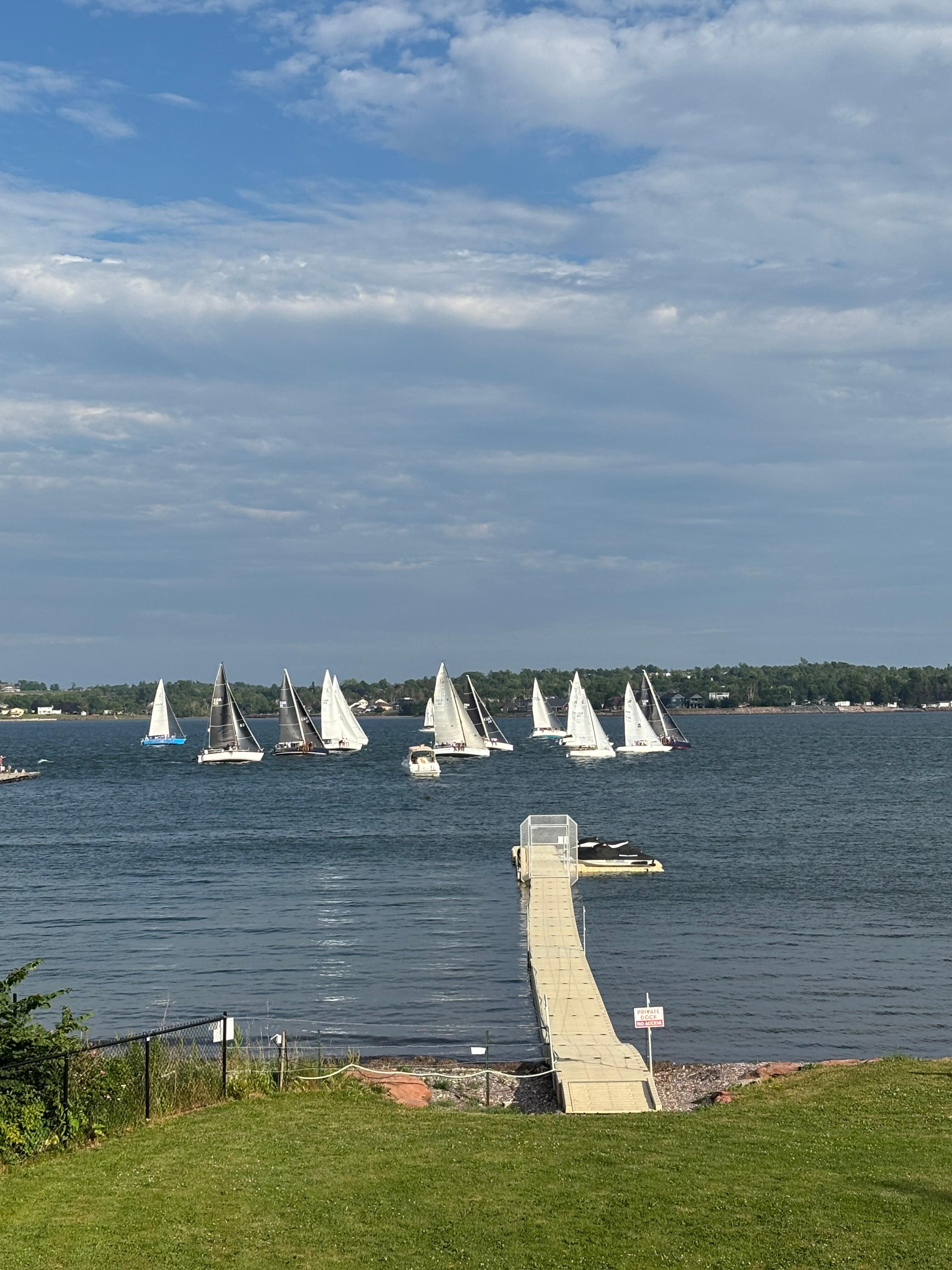 Sailboats gathering as we watched from our porch.