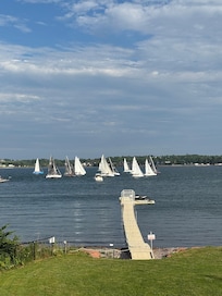 Sailboats gathering as we watched from our porch.