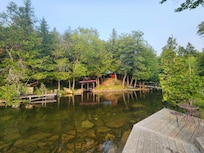 Looking back at the house from the island