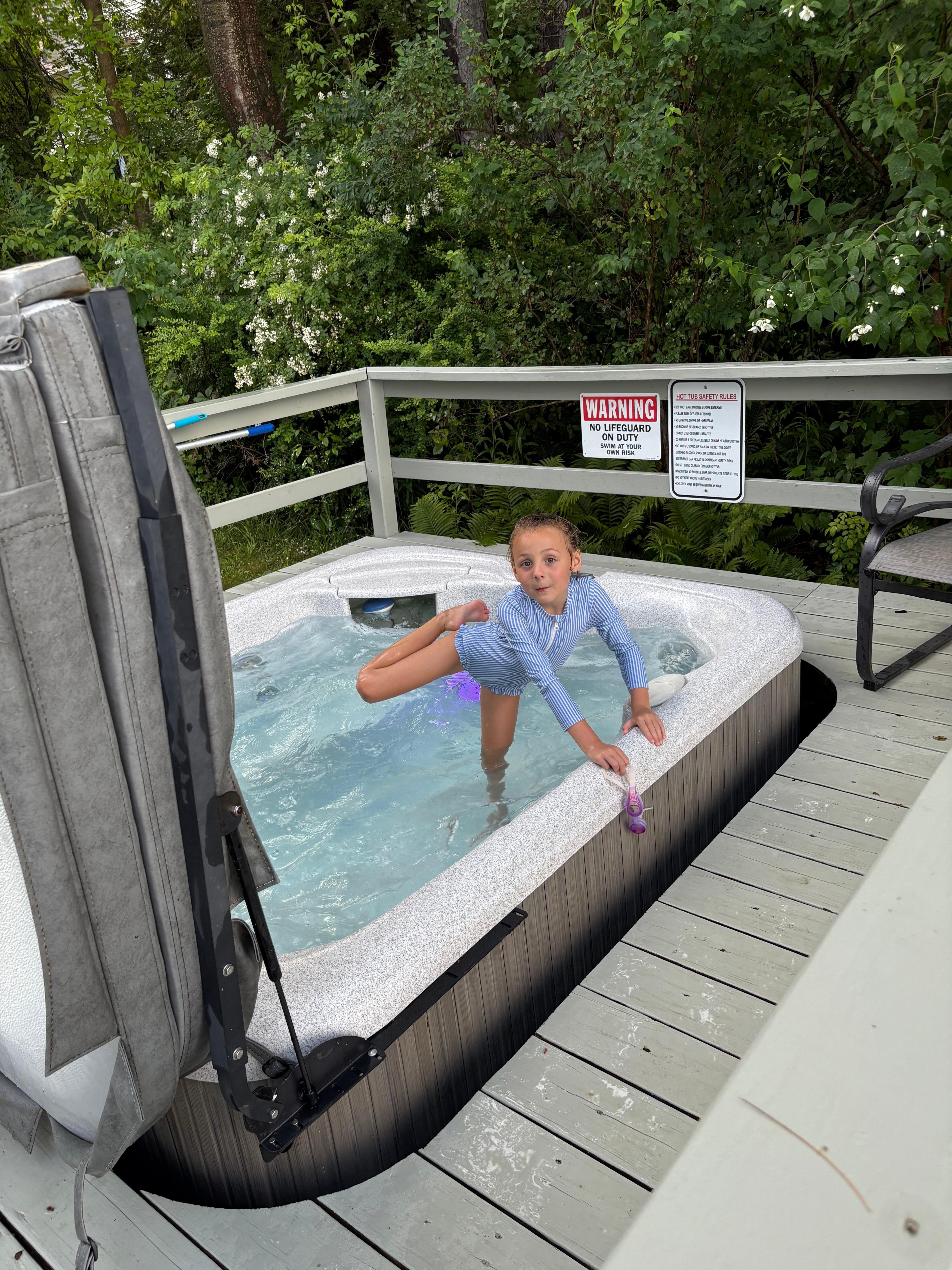 Yoga in the hot tub:)
