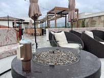 Rooftop, wonderful morning hangout while family sleeps in.