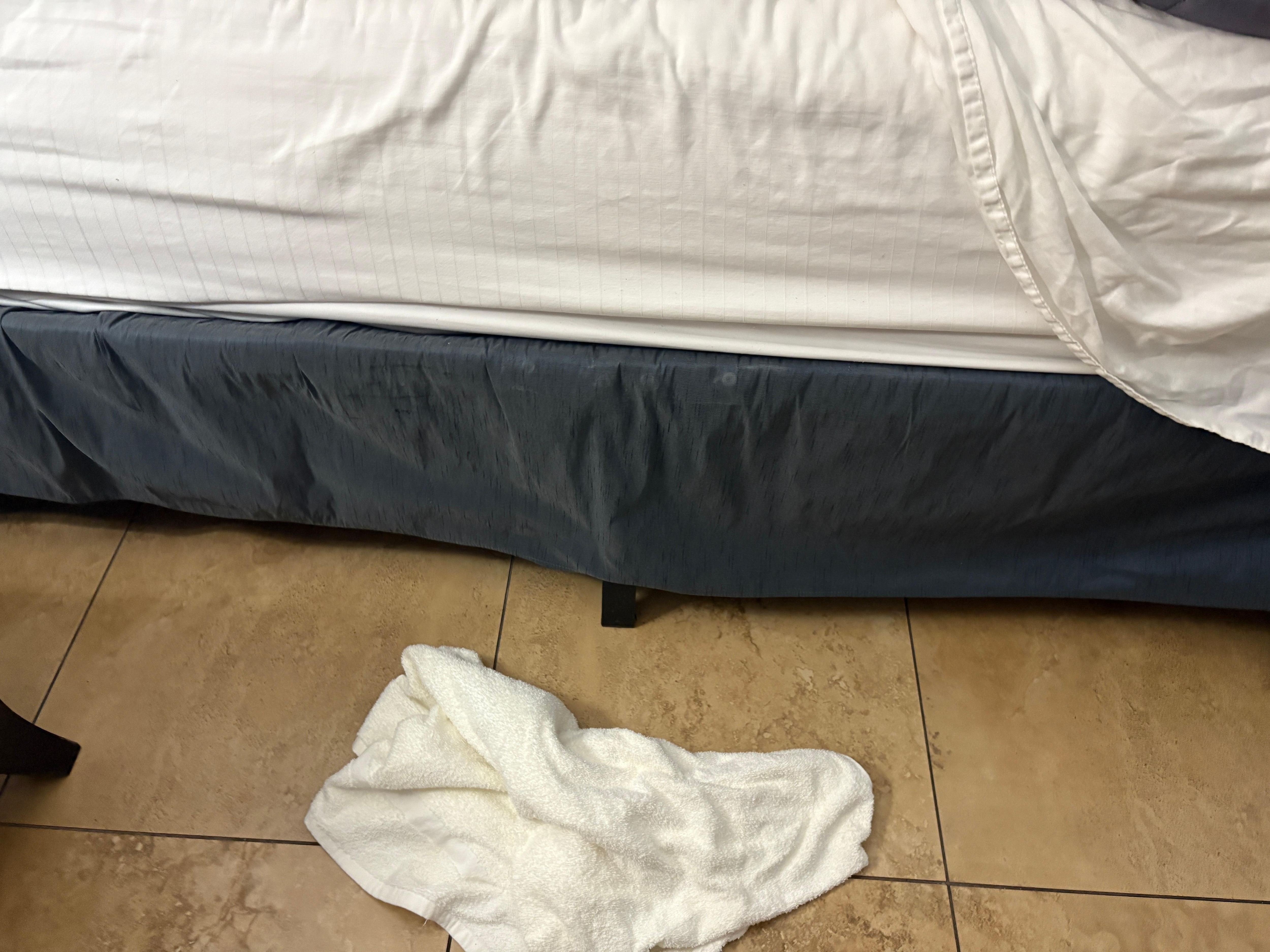 Had to wrap the bed frame legs to avoid injury.