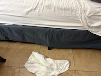 Had to wrap the bed frame legs to avoid injury.