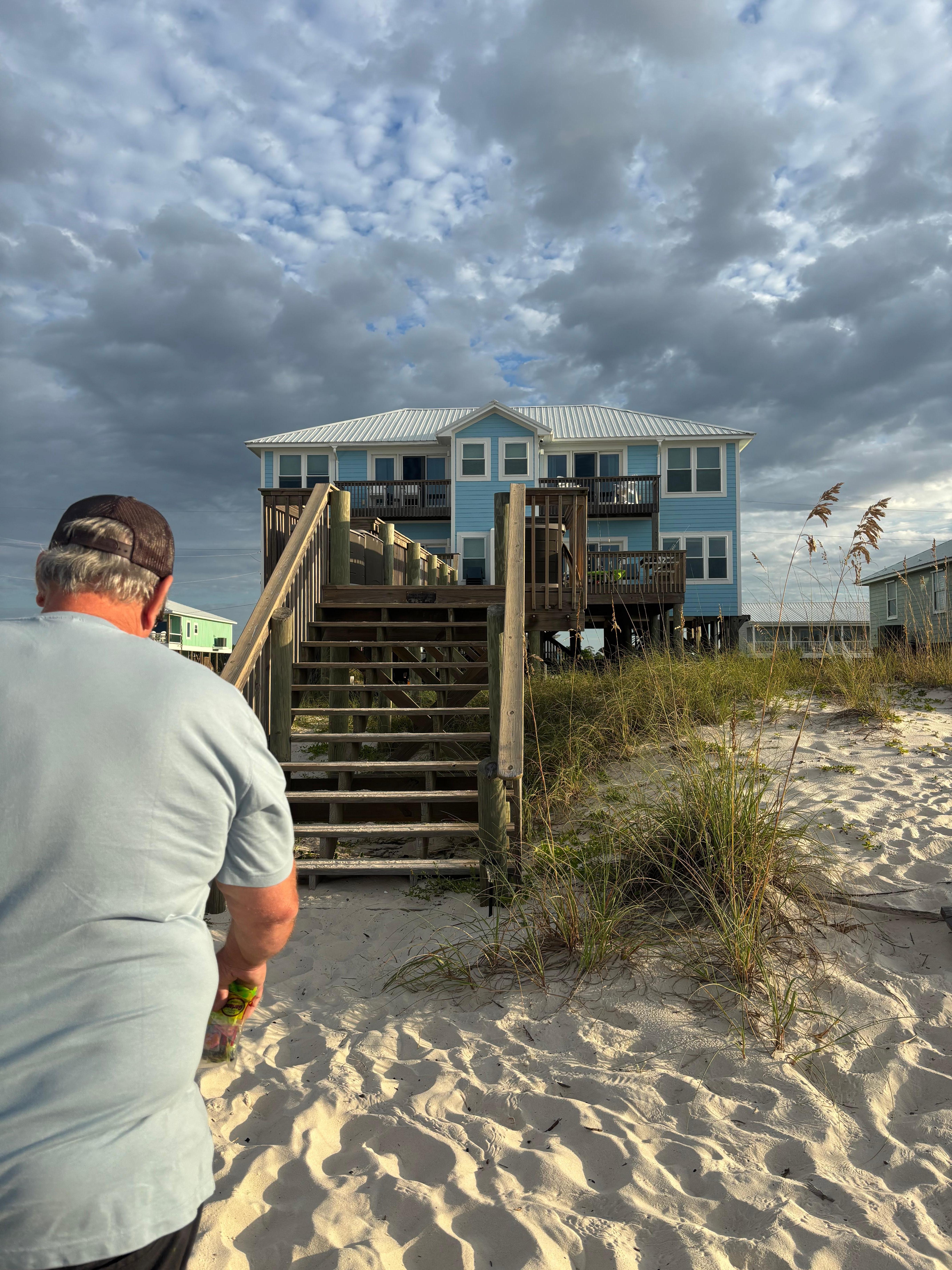 Coming in from the beach.