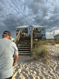 Coming in from the beach.