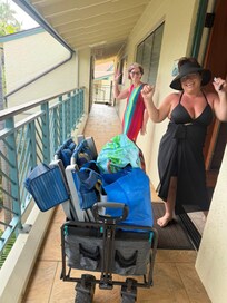 Ready for the beach….buggy and chairs provided from the unit!