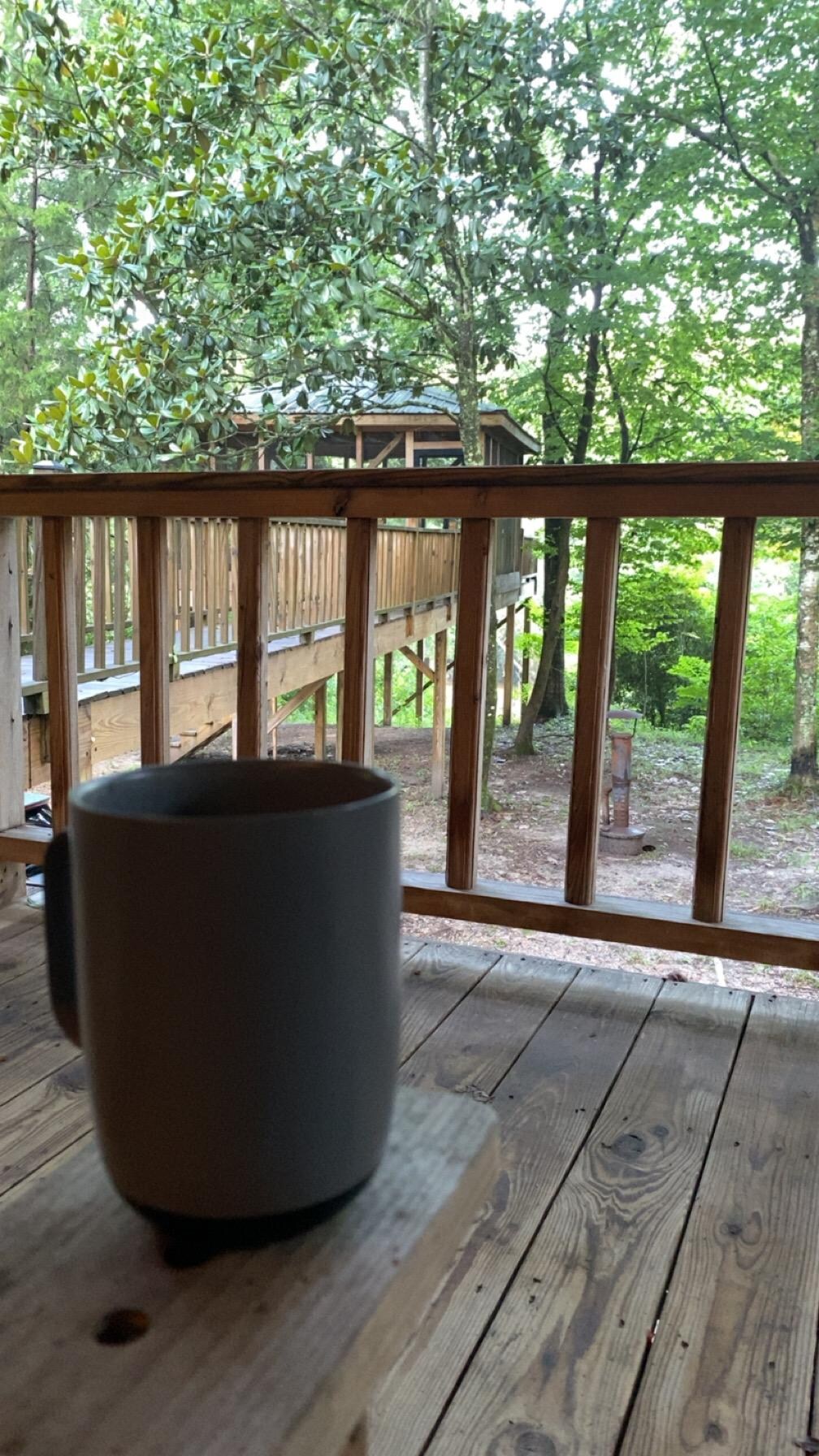 Morning coffee on the porch. So nice and peaceful 