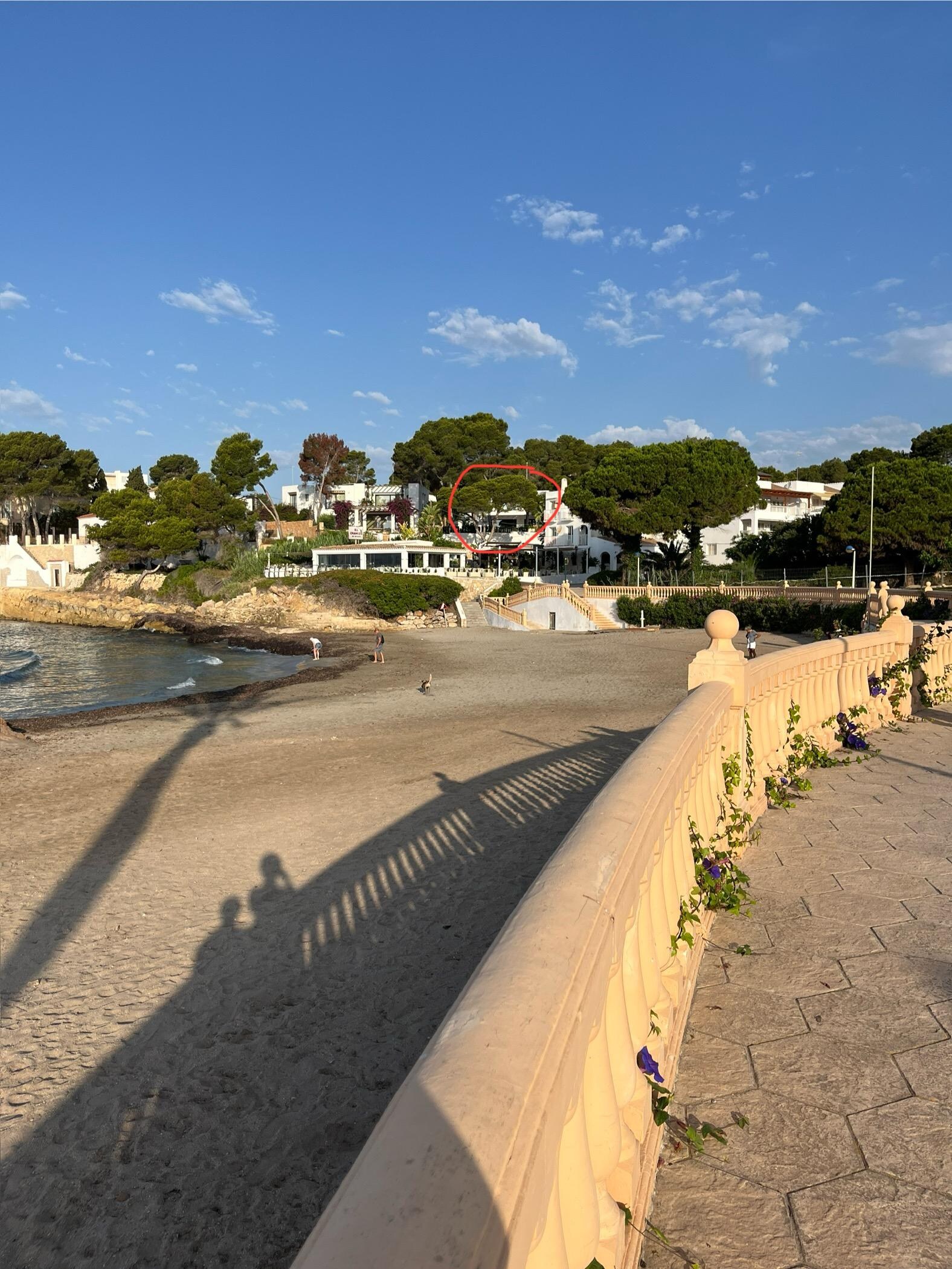 location of the villa looking up from the boardwalk and beach