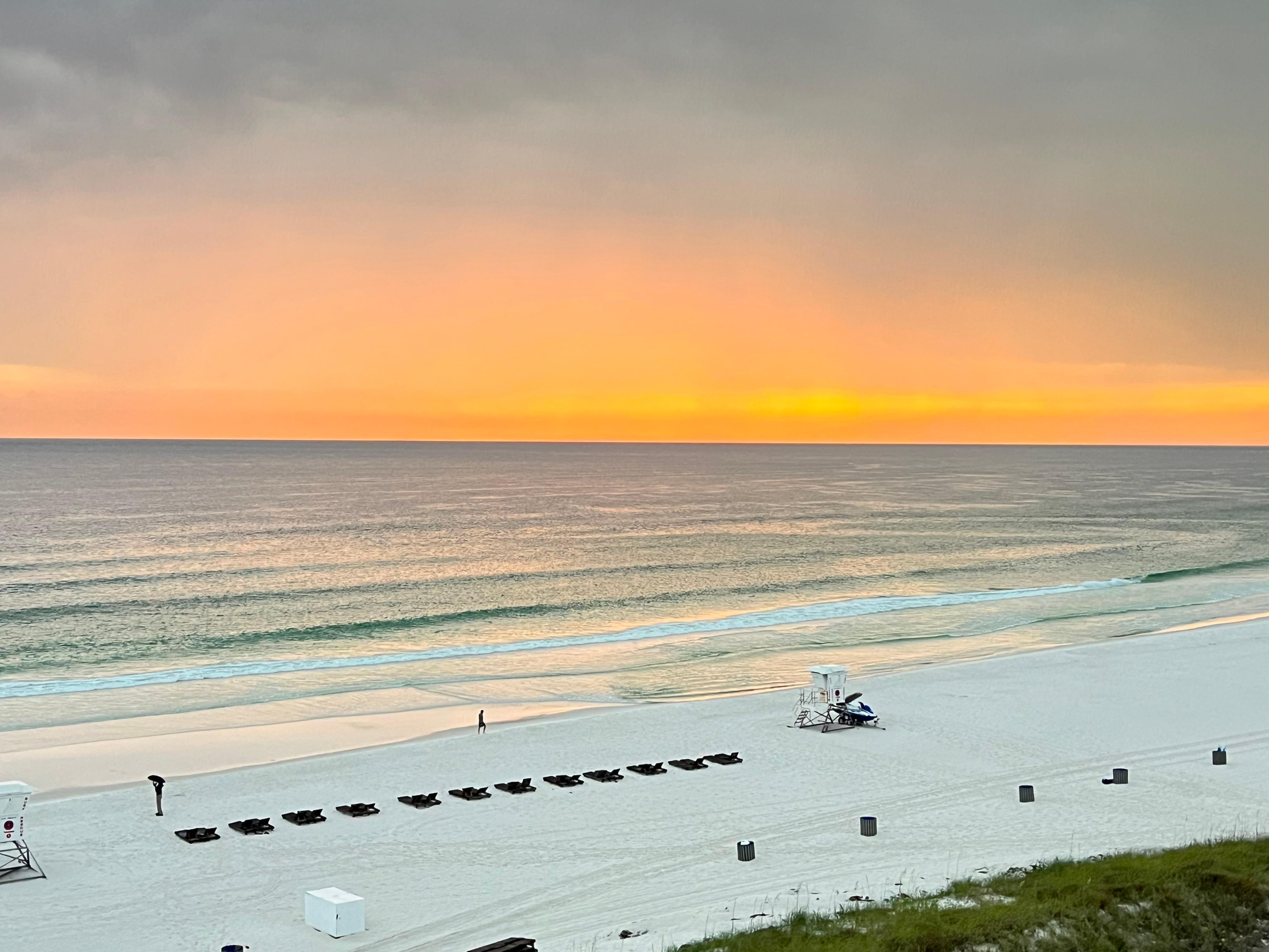View of the beach from the balcony.
