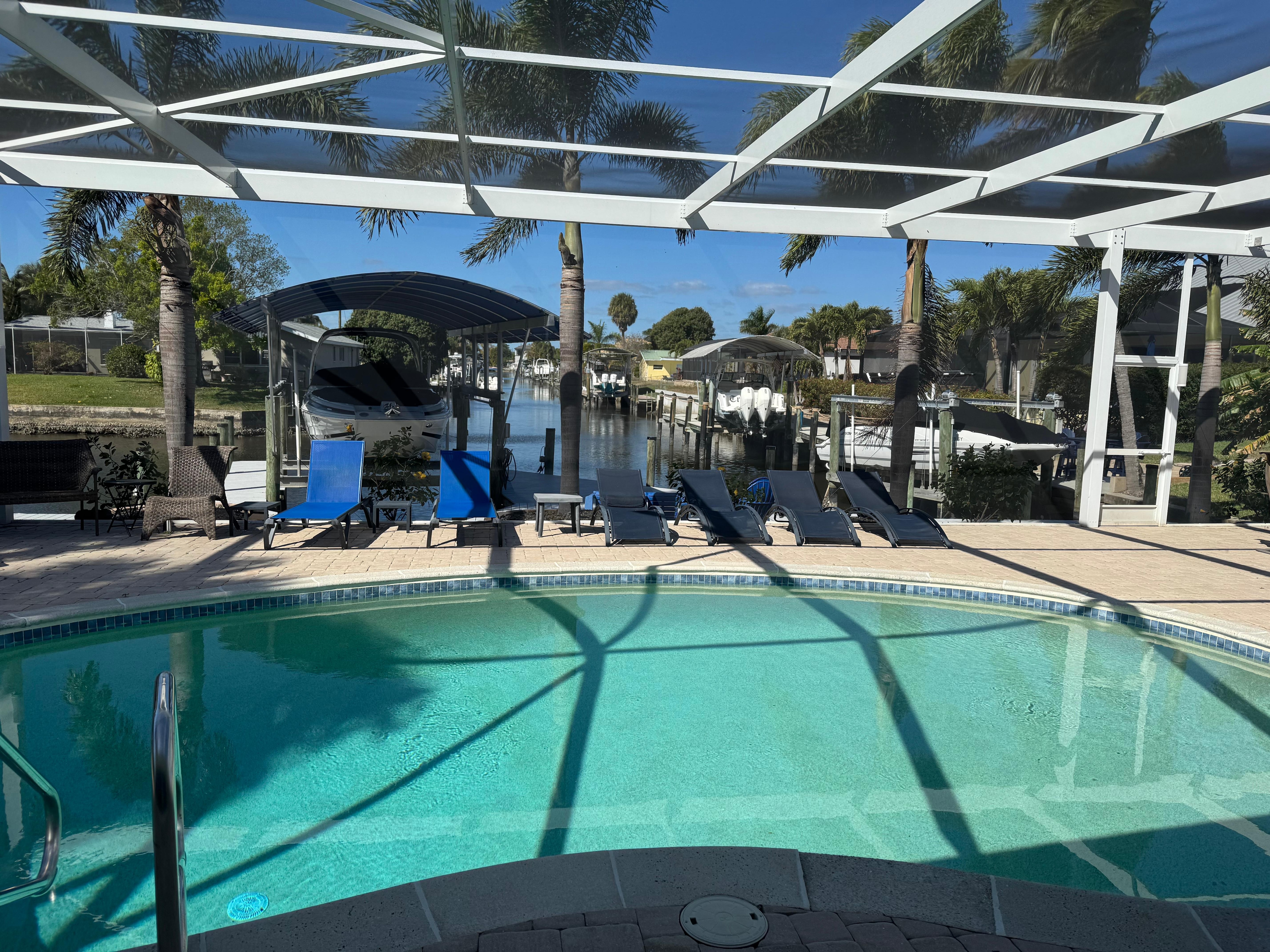 Pool overlooking the canal. 