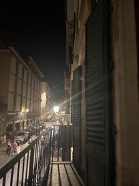 View from the balcony at night.