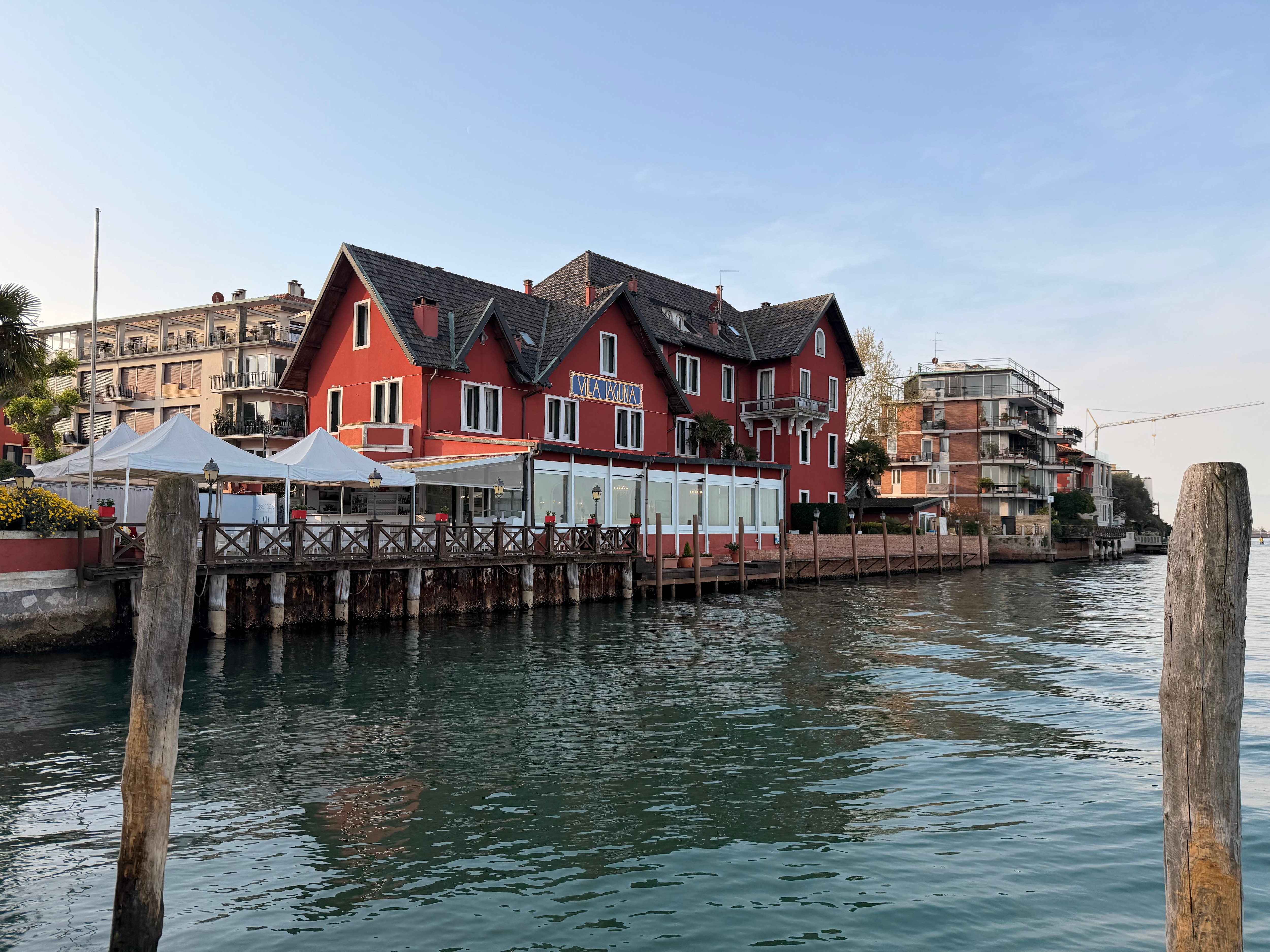 The hotel is right on the waterfront next to the boat terminal. 
