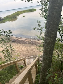 Looking down off deck in the back of the cabin