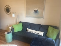 Couch was very broken down. It is a small space so may be challenging to fit a real couch in