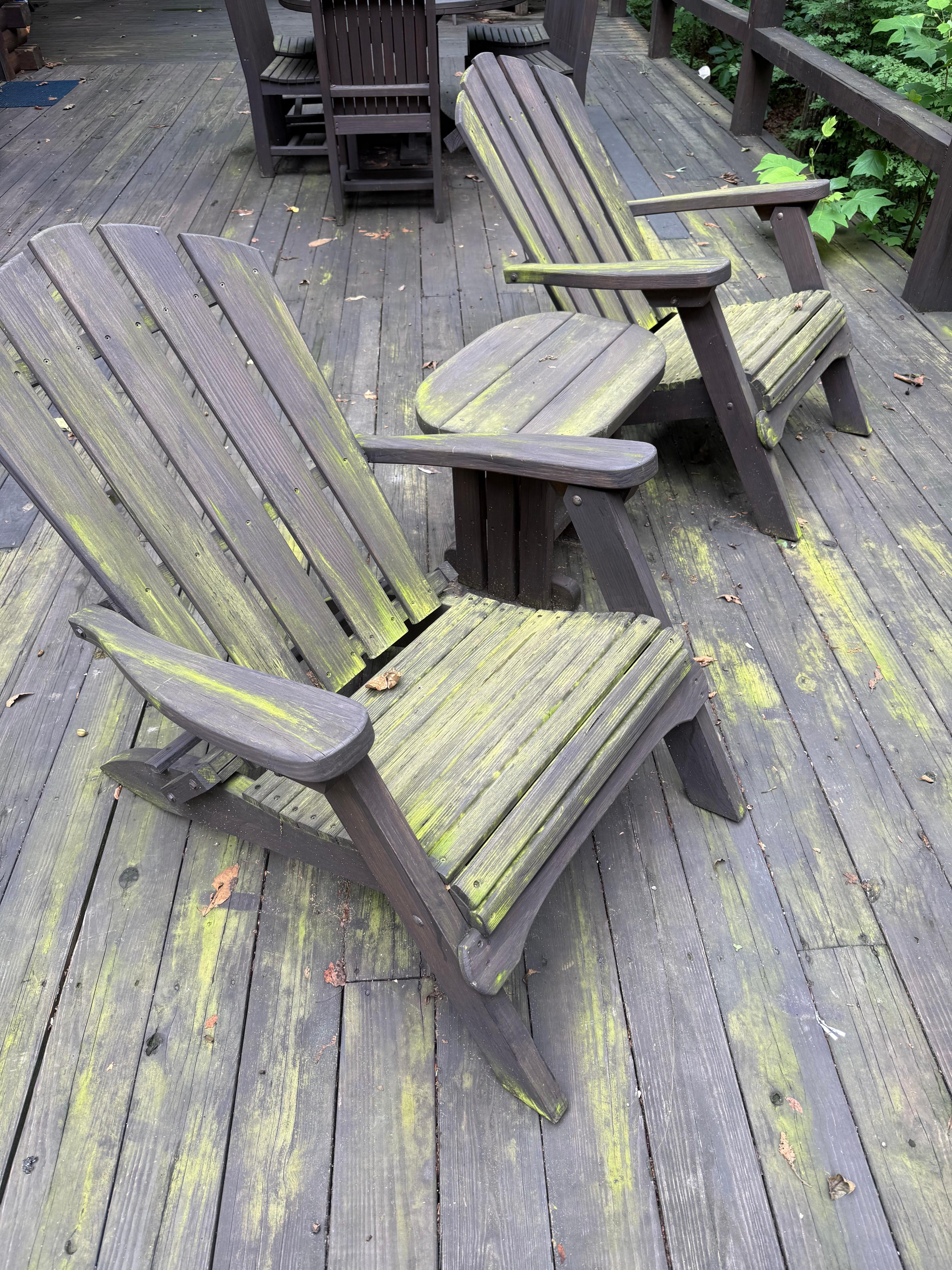 Adirondack chairs.