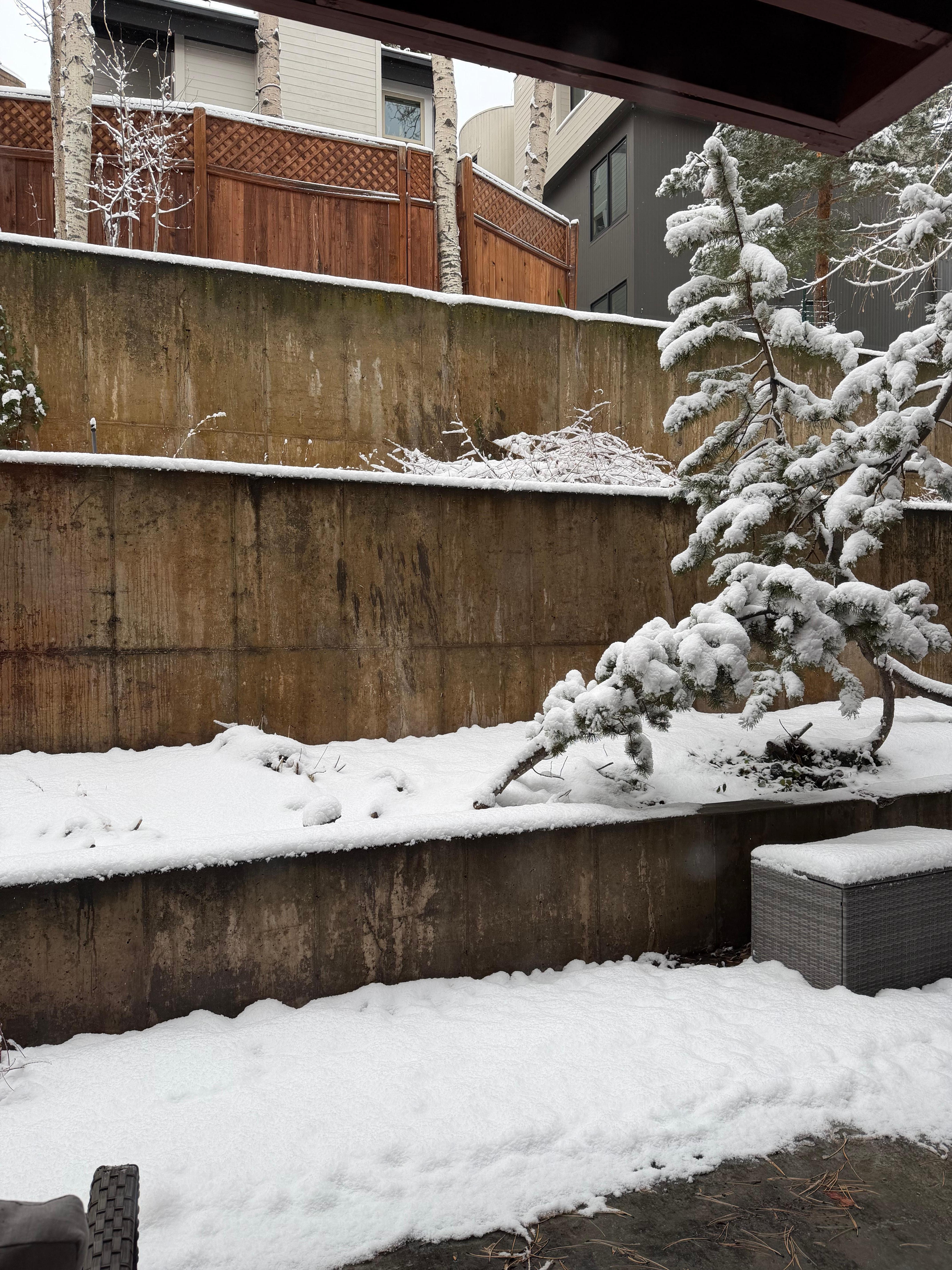 Back porch with snow