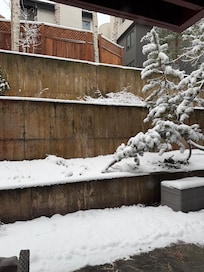 Back porch with snow