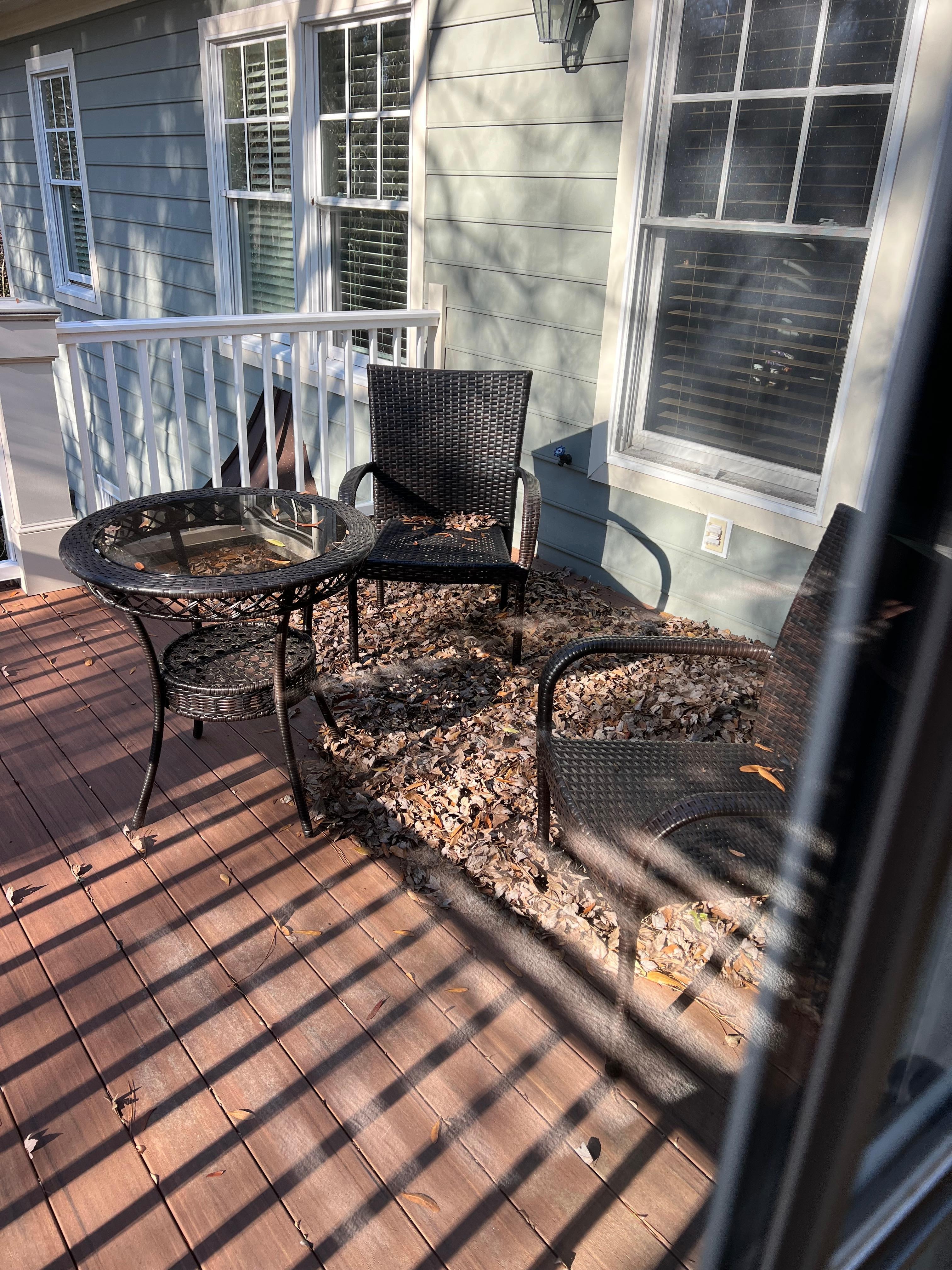 Leaves built up on master room patio.